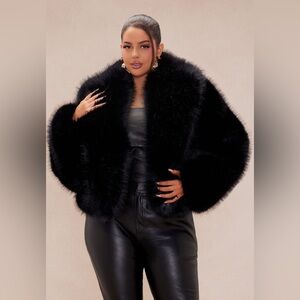 NWT Luxurious Black Faux Fur Coat XL
